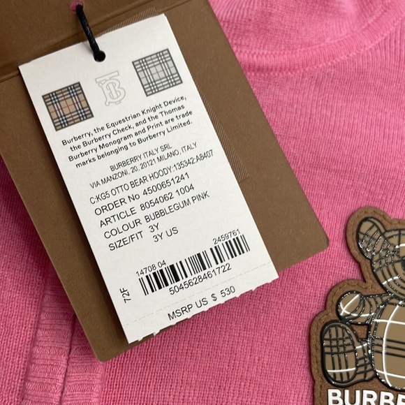 Burberry Bubble Gum Pink Cashmere zip up 3Y NWT - Picture 6 of 11